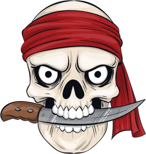 Pirate Skullwith Red Bandana PNG image