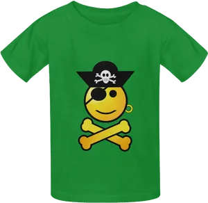 Pirate Smiley Face Green Tshirt PNG