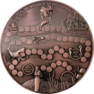 Pirate Themed Board Game Coin Design PNG image