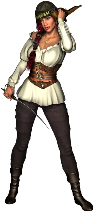 Pirate Woman Character Pose PNG image