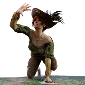 Pirate Woman Reaching Out PNG image