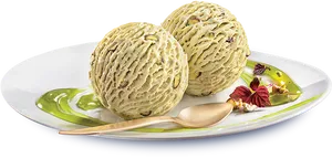 Pistachio Kulfi Dessert Plate PNG image