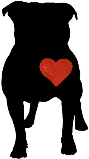 Pitbull Silhouettewith Heart PNG image