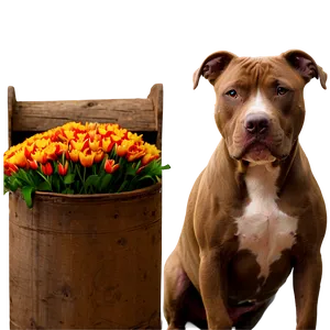Pitbull With Flowers Png Ohl PNG image