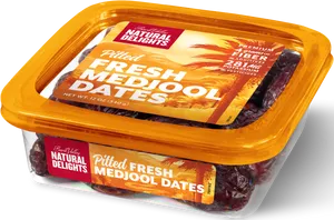 Pitted Fresh Medjool Dates Packaging PNG image