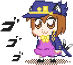 Pixel_ Art_ Anime_ Character_with_ Hat PNG image