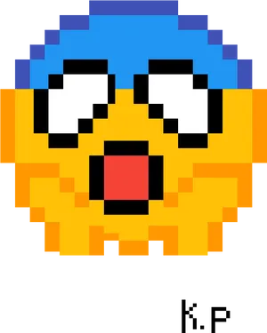 Pixel Art Blue Haired Emoji PNG image