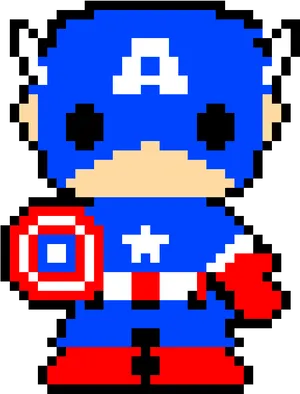 Pixel Art Captain America PNG image
