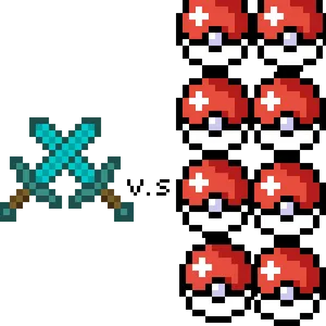 Pixel Art Diamond Swordvs Red Mushrooms PNG