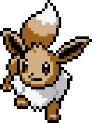 Pixel_ Art_ Eevee_ Pokemon_ Grid PNG image