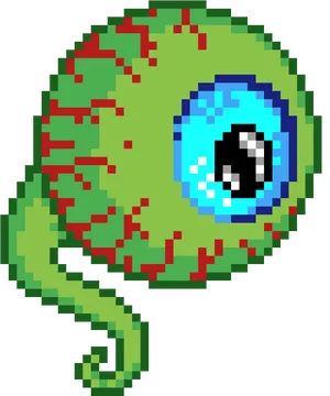 Pixel_ Art_ Eye_with_ Tentacle PNG image