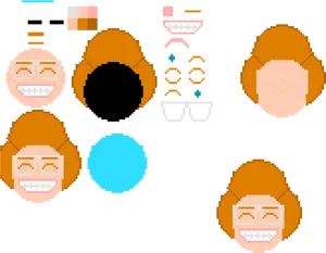 Pixel Art Face Assembly Kit PNG image