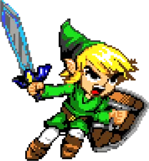 Pixel Art Hero With Swordand Shield PNG image