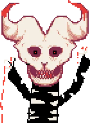 Pixel Art Horned Skull Demon PNG