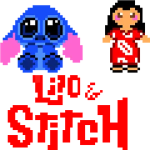 Pixel Art Liloand Stitch PNG image