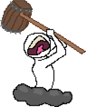 Pixel Art Mummy Swinging Hammer PNG
