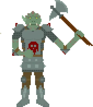 Pixel Art Orc Warrior PNG image