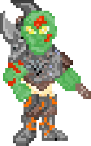 Pixel Art Orc Warrior PNG image