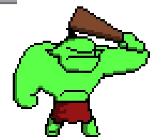 Pixel Art Orc With Axe PNG