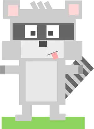 Pixel Art Raccoon With Tail PNG image