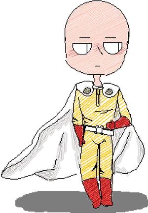 Pixel Art Saitama One Punch Man PNG image