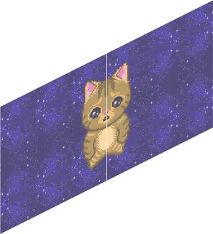 Pixel Art Space Kitten PNG image