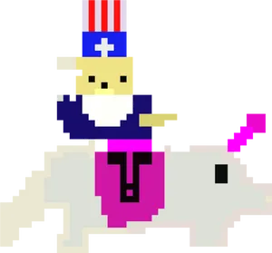 Pixel Art Uncle Sam Riding Unicorn PNG
