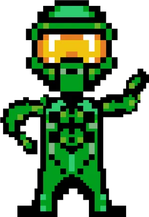 Pixel Astronaut Green Suit PNG image