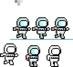 Pixel Astronautsin Spacewalk Formation