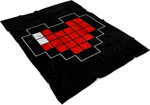 Pixel Heart Designon Black Fabric PNG image
