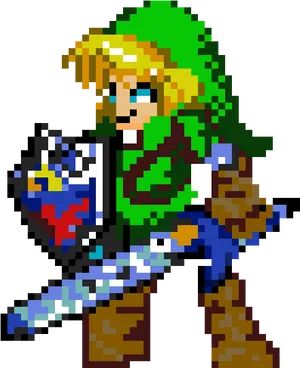Pixel Hero With Swordand Shield
