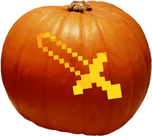 Pixel Sword Pumpkin Carving