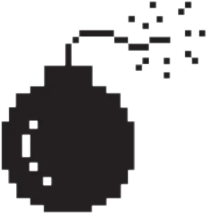 Pixelated Black Bomb Icon PNG image