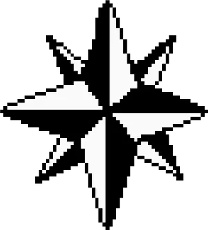 Pixelated Blackand White Star PNG image