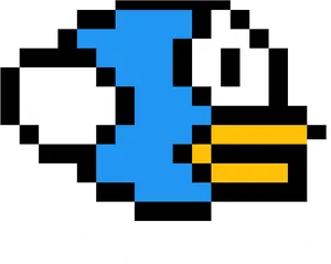 Pixelated Blue Bird Icon
