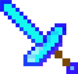 Pixelated Blue Diamond Sword