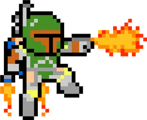 Pixelated Bounty Hunter Blaster Fire PNG image