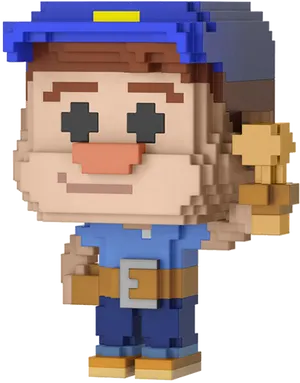 Pixelated Character Figure3 D Model PNG image