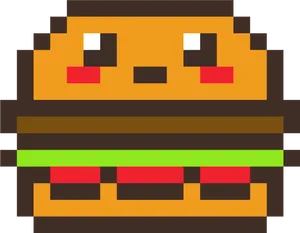 Pixelated Cheeseburger Character PNG image