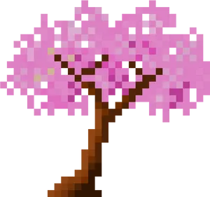Pixelated Cherry Blossom Tree PNG image
