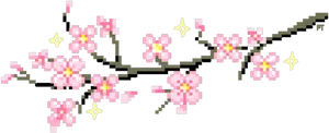 Pixelated Cherry Blossoms PNG image