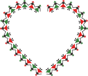 Pixelated Christmas Heart Border PNG