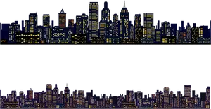 Pixelated City Skylineat Night PNG