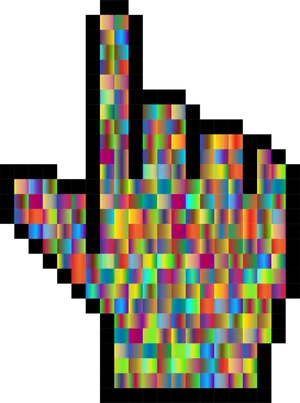 Pixelated Colorful Hand Cursor PNG image