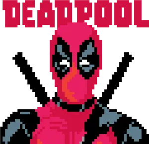 Pixelated Deadpool Portrait PNG