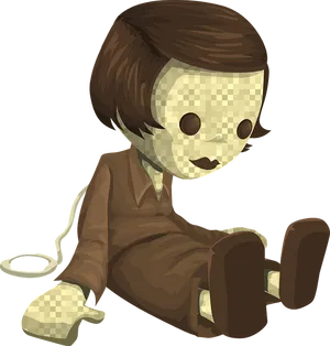 Pixelated Doll Creepy Illustration