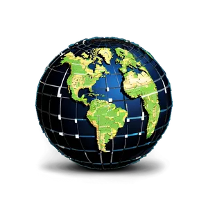 Pixelated Earth Globe PNG 06242024