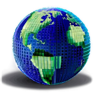 Pixelated Earth Globe PNG 06242024