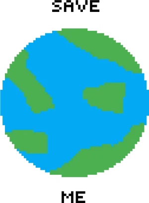 Pixelated Earth Save Me PNG