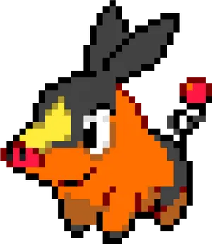 Pixelated_ Fire Type_ Pokemon_ Art PNG image